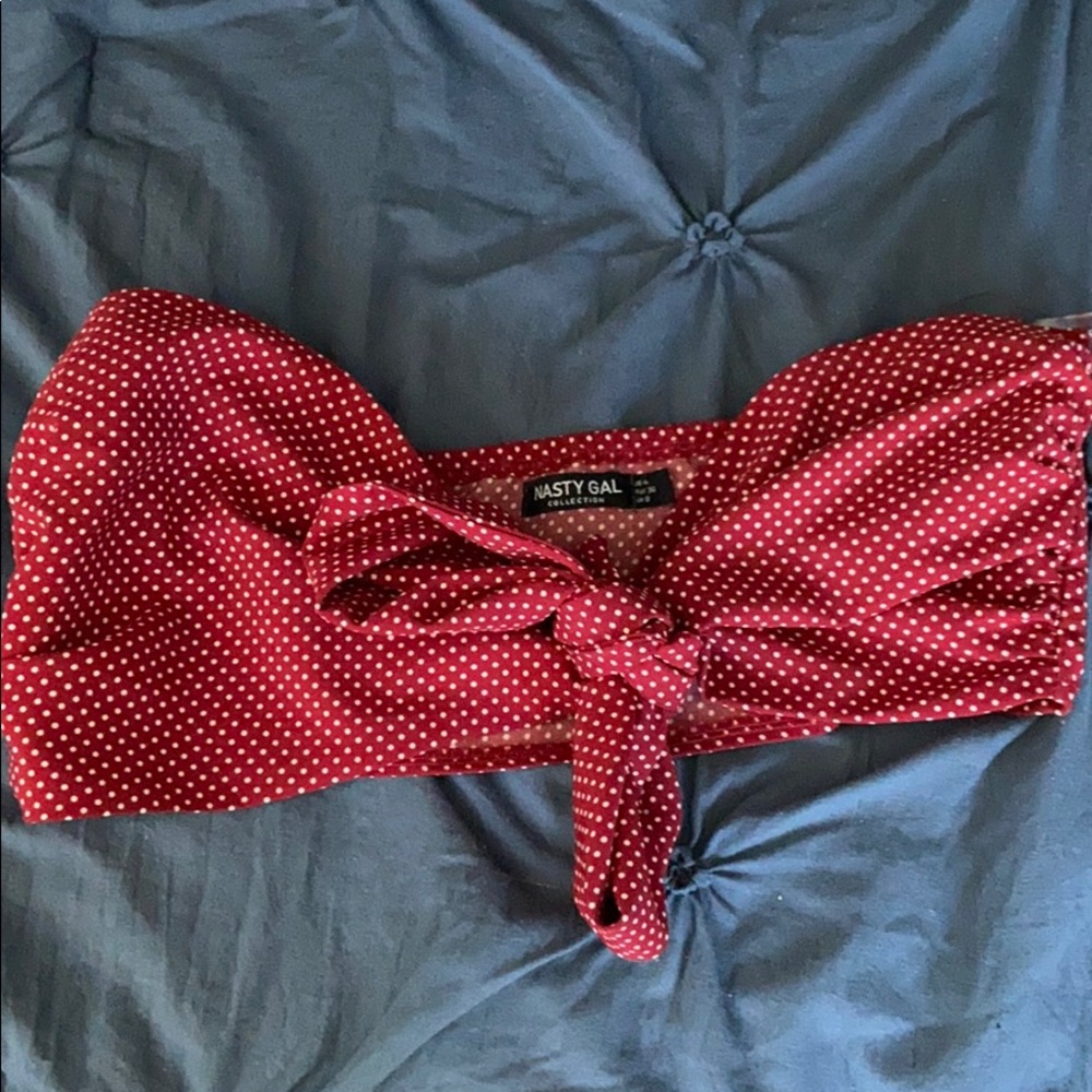 Nasty gal red polka dot cropped top